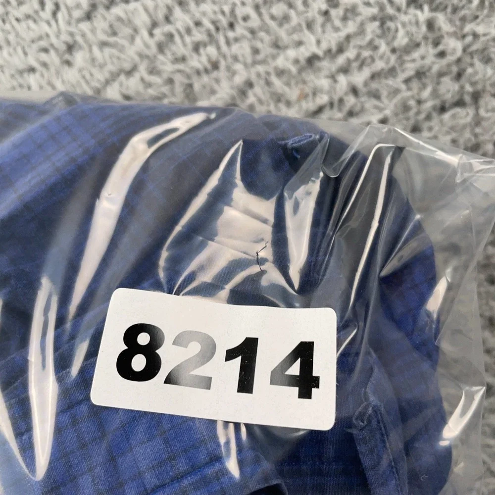 Banana Republic Shirt Mens Large Blue Pearl Snap Plaid Slim Fit Western